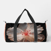 黒エレガント色の半透明の花 ダッフルバッグ (正面)
