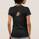 黒エレガント色の半透明の花 Tシャツ (裏面)