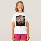 黒エレガント色の半透明の花 Tシャツ (正面フル)