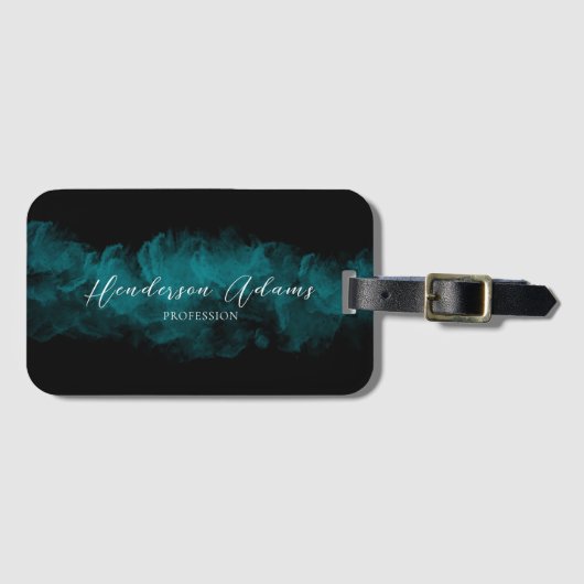 黒エレガント色の曇り抽象芸術署名 ラゲッジタグ (正面横)