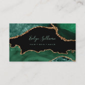 黒エレガント色の水色の緑の瑪瑙 名刺 (正面)