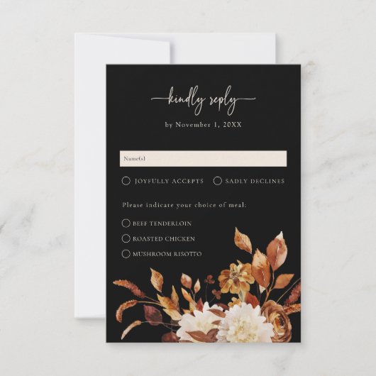 黒エレガント色の秋 出欠カード (正面)