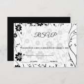黒エレガント色の花 出欠カード (正面/裏面)