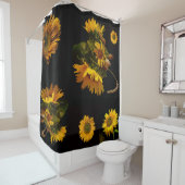 黒エレガント色ひまわり シャワーカーテン (インサイチュ)