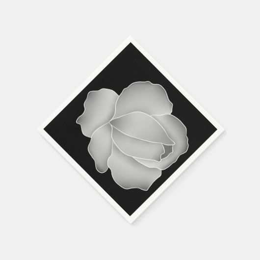 黒エレガント色または任意の色のシルバーグレーバラ スタンダードカクテルナプキン (角)