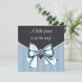 黒エレガント色グレーストライププリンスベビーシャワー 招待状 (スタンド正面)