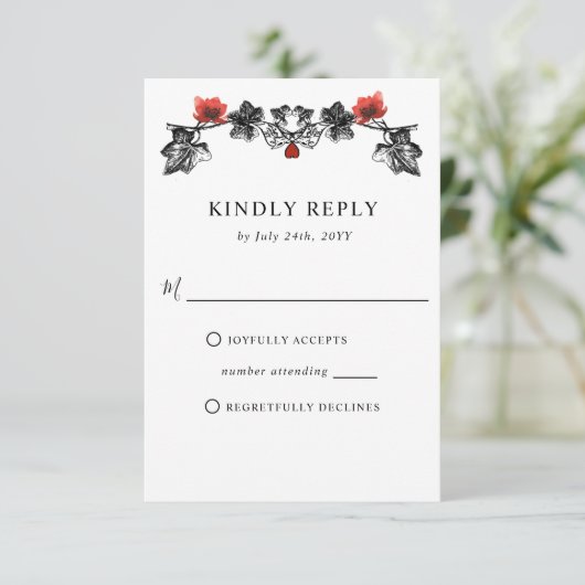 黒エレガント色ゴシッビクトリアンク結婚ス 出欠カード (スタンド正面)