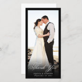 黒エレガント色シンプルのフォトカード サンキューカード (正面/裏面)