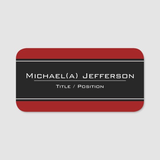 黒エレガント色スタイリッシュ濃：モダン & Classy 名札 (正面)