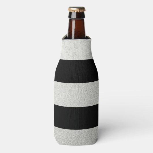 黒エレガント色ストライプ銀箔プリント ボトルクーラー (ボトル正面)