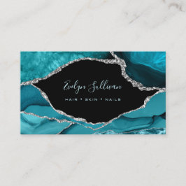 黒エレガント色ティール(緑がかった色)アガート 名刺
