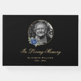 黒エレガント色バラフローラ葬儀写真 ゲストブック