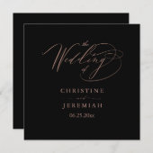 黒エレガント色バラ金ゴールドスクリプトタイポグラフィ結婚の プログラム (正面/裏面)