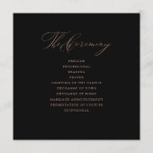 黒エレガント色バラ金ゴールドスクリプトタイポグラフィ結婚の プログラム (裏面)