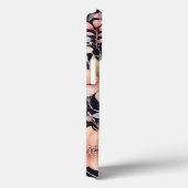 黒エレガント色ピンクフローラ水色モノグラム名 Case-Mate iPhoneケース (裏面 / 右)