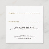 黒エレガント色フェイク金ゴールド美しいサロン紹介カード 紹介カード (裏面)