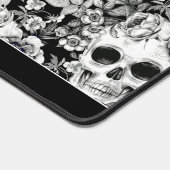 黒エレガント色フローラスカルパーソナライズされた デスクマット (コーナー)