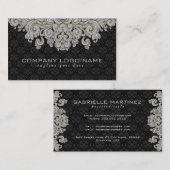 黒エレガント色ヴィンテージフローラマスク2 名刺 (正面/裏面)