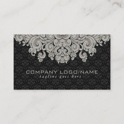 黒エレガント色ヴィンテージフローラマスク2 名刺 (正面)