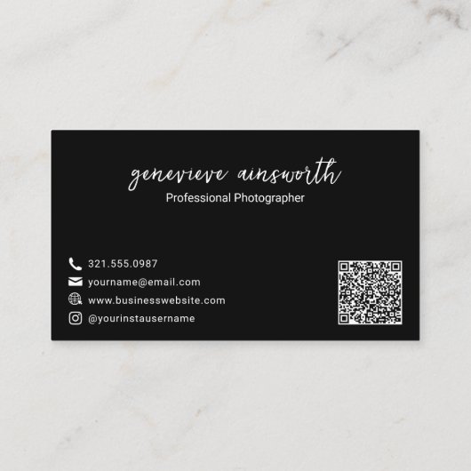黒エレガント色写真のコラージュモダン写真 名刺 (裏面)