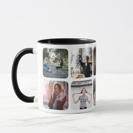 黒エレガント色写真名Collage Monogram マグカップ (左)