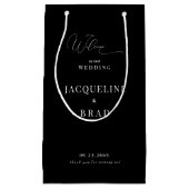 黒エレガント色消し結婚式の引き出物ありがとう スモールペーパーバッグ (正面)