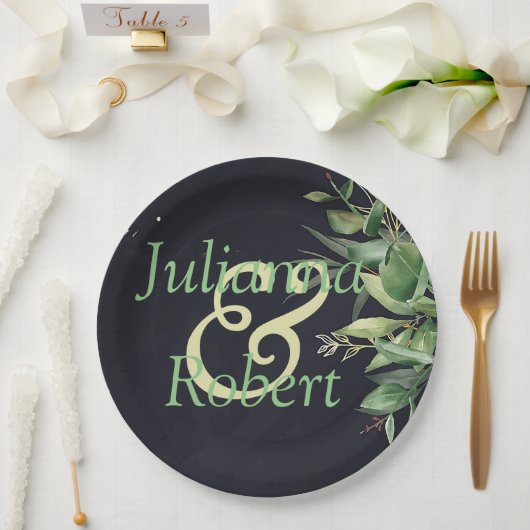 黒エレガント色紙プレート ペーパープレート (ウェディング)