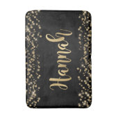 黒エレガント色金ゴールドグリッター紙吹雪金ゴールド名 バスマット (正面縦)