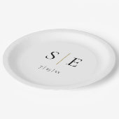 黒エレガント色金ゴールド結婚図 ペーパープレート (アングル)