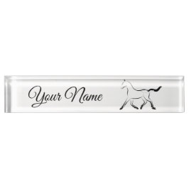 黒エレガント色馬 デスクネームプレート
