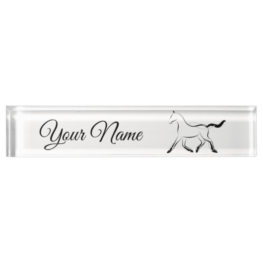 黒エレガント色馬 デスクネームプレート (正面)