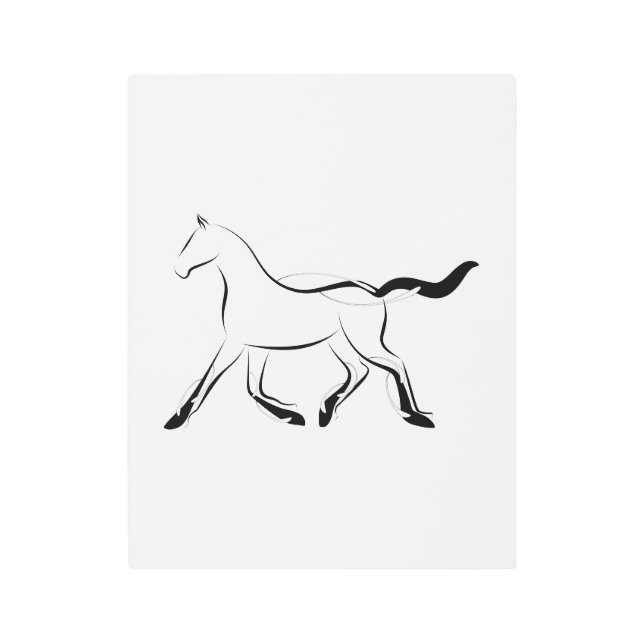 黒エレガント色馬 メタルプリント (正面)