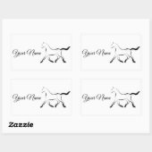 黒エレガント色馬 長方形シール (シート)