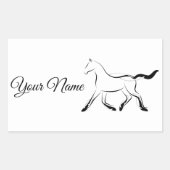 黒エレガント色馬 長方形シール (正面)