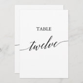 黒エレガント色5x7印刷可能テーブル番号12 招待状 (正面/裏面)