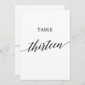 黒エレガント色5x7印刷可能テーブル番号13 招待状 (正面/裏面)