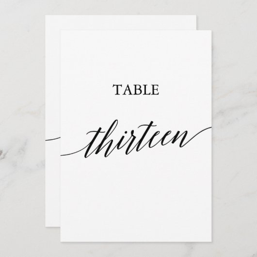 黒エレガント色5x7印刷可能テーブル番号13 招待状 (正面/裏面)
