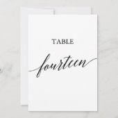 黒エレガント色5x7印刷可能テーブル番号14 招待状 (裏面)