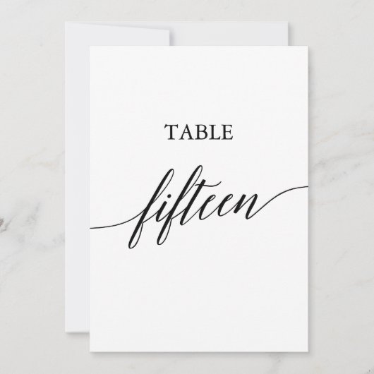 黒エレガント色5x7印刷可能テーブル番号15 招待状 (正面)