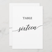 黒エレガント色5x7印刷可能テーブル番号16 招待状 (正面/裏面)