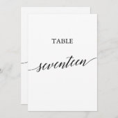 黒エレガント色5x7印刷可能テーブル番号17 招待状 (正面/裏面)