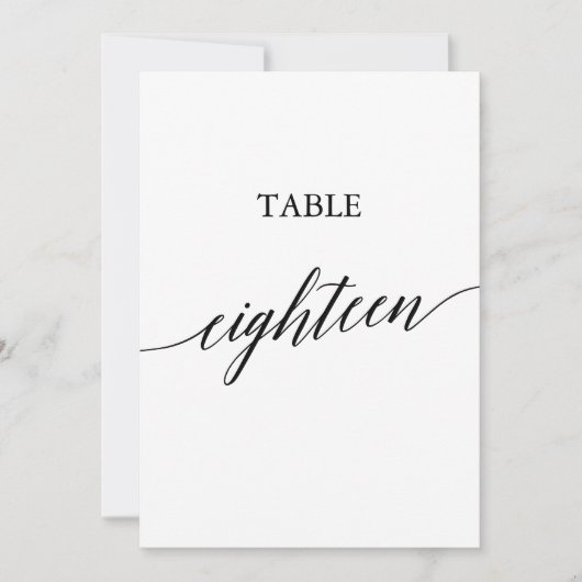 黒エレガント色5x7印刷可能テーブル番号18 招待状 (正面)