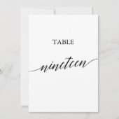 黒エレガント色5x7印刷可能テーブル番号19 招待状 (正面)