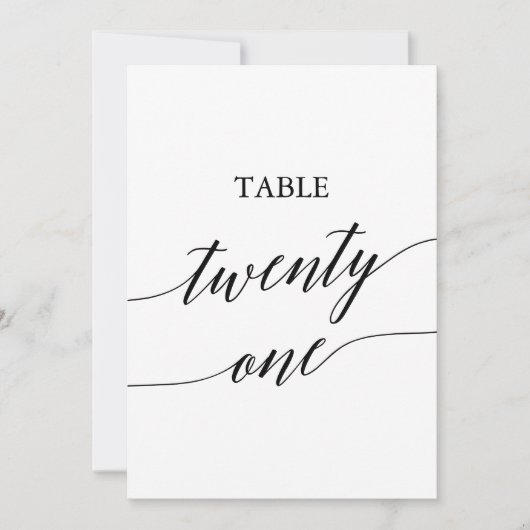 黒エレガント色5x7印刷可能テーブル番号21 招待状 (正面)