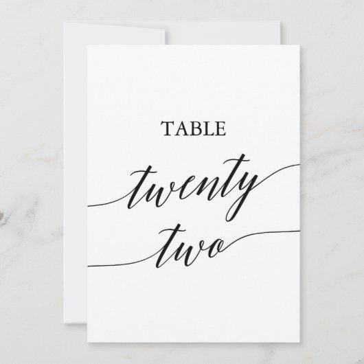 黒エレガント色5x7印刷可能テーブル番号22 招待状 (正面)