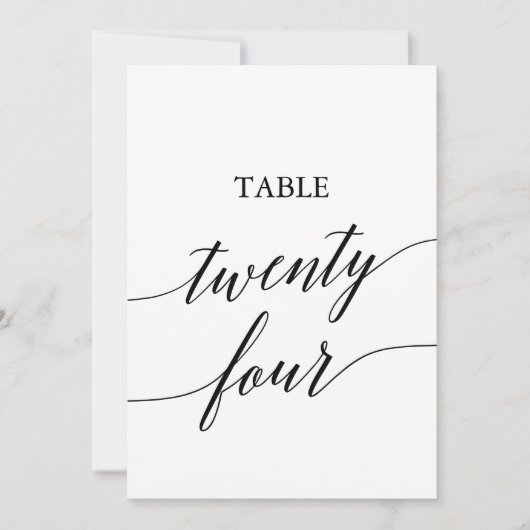 黒エレガント色5x7印刷可能テーブル番号24 招待状 (正面)