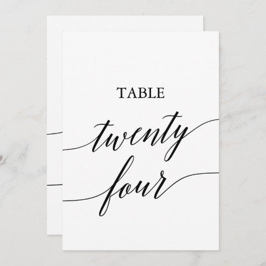 黒エレガント色5x7印刷可能テーブル番号24 招待状 (正面/裏面)