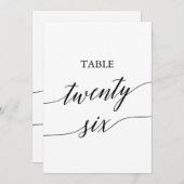 黒エレガント色5x7印刷可能テーブル番号26 招待状 (正面/裏面)