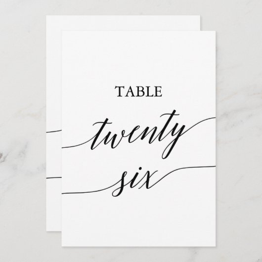 黒エレガント色5x7印刷可能テーブル番号26 招待状 (正面/裏面)