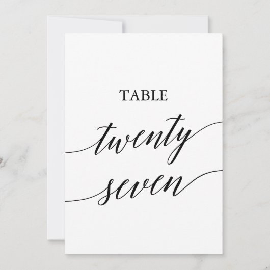 黒エレガント色5x7印刷可能テーブル番号27 招待状 (正面)